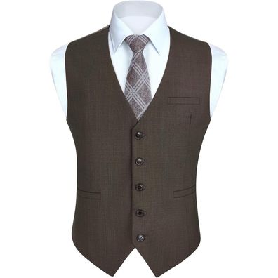 Hisdern Herren Formale Weste Baumwolle Einfarbig Weinlese Braun für Hochzeit