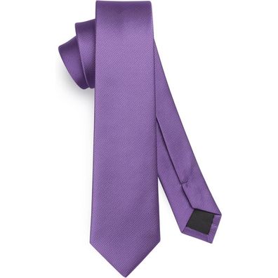 Hisdern Herren Schmale Krawatte 6cm Einfarbig Lila Seide - Elegant für Business