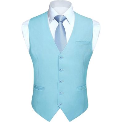 Hisdern Herren Formale Weste aus Baumwolle, Einfarbig, für Hochzeit & Party
