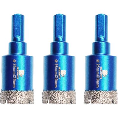 Brschnitt Diamant Trockenbohrer 25mm (3 Stück) - Lochsäge für Fliesen, Granit