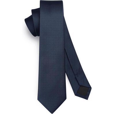 Hisdern Herren Schmale Einfarbige Seiden Krawatte 6cm Navy - Elegant für