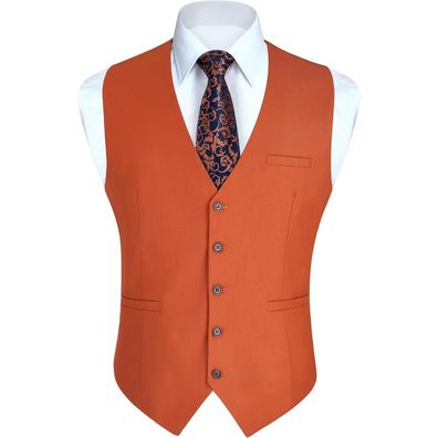 Hisdern Herren Weste Baumwolle Einfarbig Formale Weste für Hochzeit & Party