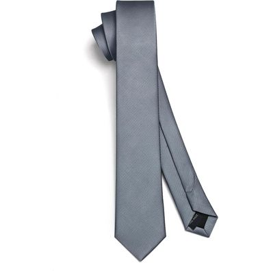 Hisdern Herren Schmale Krawatte 6cm Dunkelgrau - Klassische Formelle Elegante