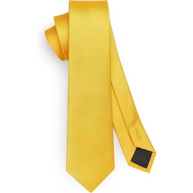 Hisdern Herren Krawatte Schmal Einfarbig Seide 6cm Gelb - Elegant für Business