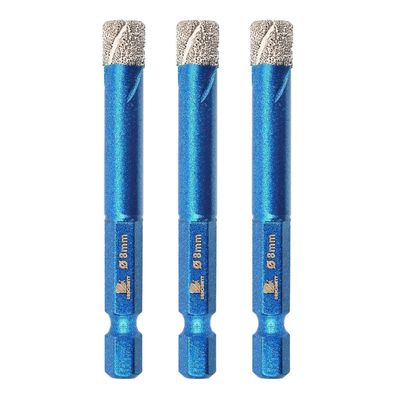 Brschnitt Diamantbohrer Set 3x 8mm Sechskant-Schaft für harte Materialien