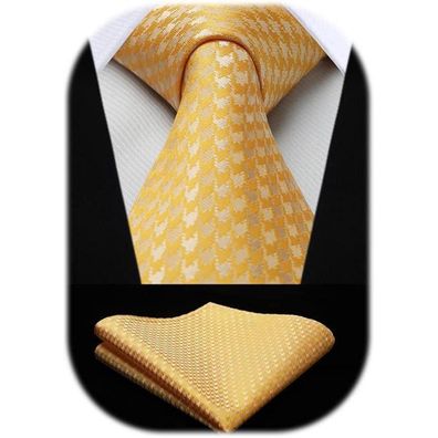 Hisdern Herren Krawatte mit Einstecktuch Set, Einfarbig, Elegant, für Business