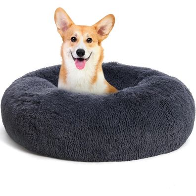 HMTOPE Orthopädisches Hundebett rund, Donut Kuschelkissen, Waschbar, 70 cm Ø
