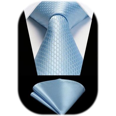 Hisdern Herren Krawatte mit Einstecktuch Set - Einfarbig, Elegant für Business