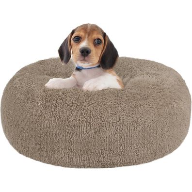 HMTOPE Orthopädisches Hundebett rund, Donut-Form, waschbar, 60 cm Ø, Kamelbraun