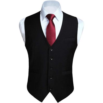 Hisdern Herren Formale Weste aus Baumwolle, Einfarbig, für Hochzeit & Party