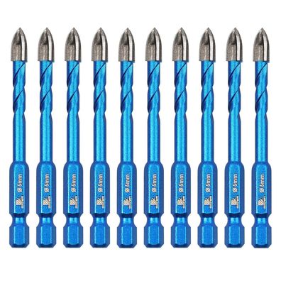 Brschnitt 10er Fliesenbohrer Set 6mm Hartmetallbohrer für Keramik, Stein, Glas