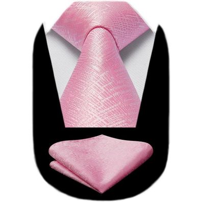 Hisdern Krawatten Set für Herren: Einfarbige Krawatte mit Einstecktuch, Elegant