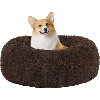 HMTOPE Orthopädisches Hundebett rund, 70 cm Ø, Braun - Kuscheliges Hundekissen