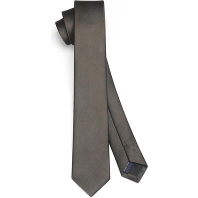 Hisdern Herren Schmale Krawatte 6cm Einfarbig Seide Braun - Klassisch, Formell