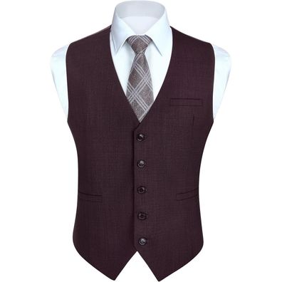 Hisdern Herren Weste Dunkelviolett 3XL - Formale Baumwolle Weste für Hochzeit