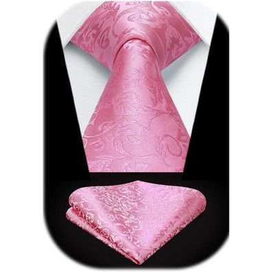 Hisdern Herren Krawatte mit Einstecktuch Set, formell, klassisch, Paisley