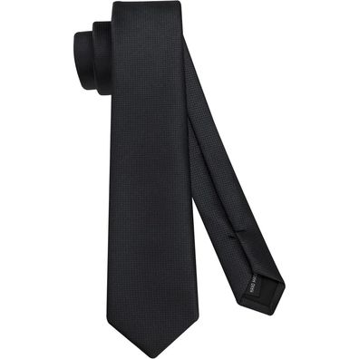 Hisdern Herren Krawatte schmal 6cm Schwarz, klassische formelle Seidenkrawatte