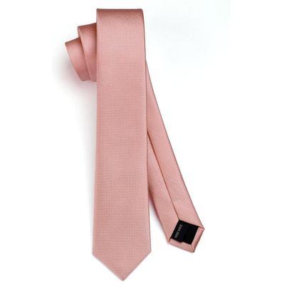 Hisdern Schmale Seidenkrawatte für Herren, klassisch, formell, 6cm, Rosa