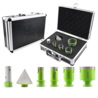 Fachlich Diamant Fliesenbohrer Set 6-tlg. mit Fingerfräser & Adapter für