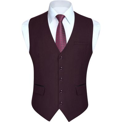 Hisdern Herren Anzugweste Elegant Klassisch Einfarbig Casual Businessweste mit