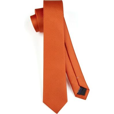 Hisdern Schmale Seidenkrawatte für Herren, klassisch, formell, 6cm, Orange-02