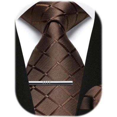 Enlision Herren Krawatten Set mit Einstecktuch und Krawattennadel, Paisley