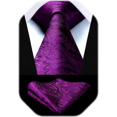 Hisdern Herren Paisley Krawatte und Einstecktuch Set - Elegantes Accessoire für