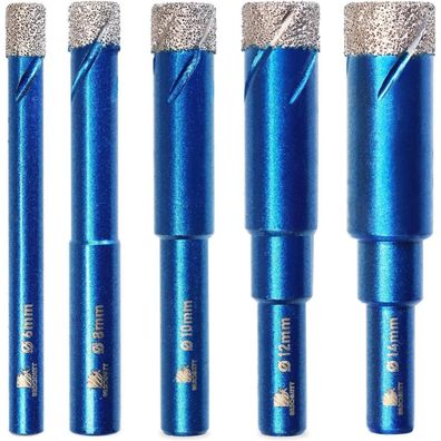 Brschnitt Diamant Trockenbohrer Set 5 Stück 6-14mm - Lochsäge für Fliesen