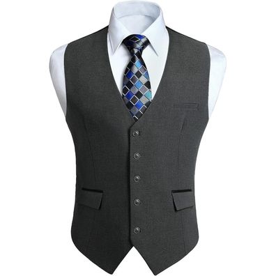 Hisdern Herren Anzugweste Elegant Klassisch Einfarbig Casual Business Formell