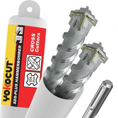 Yokocut SDS Plus Bohrer 6x160 mm (2 Stk.) - 4X Schneiden Hammerbohrer für Beton