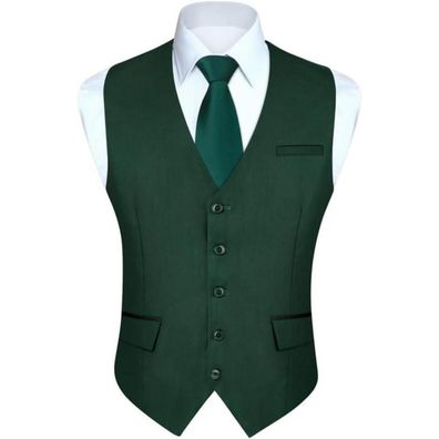 Hisdern Herren Anzugweste Elegant Klassisch Einfarbig Casual Business Formell