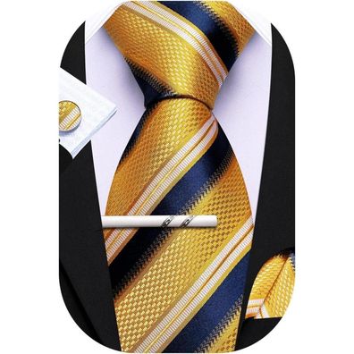 Barry. Wang Herren Krawatten Set Seide Streifen Plaid mit Taschentuch und