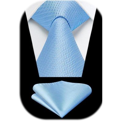 Enlision Herren Krawatte mit Einstecktuch Set - Elegant und Formell in Blau