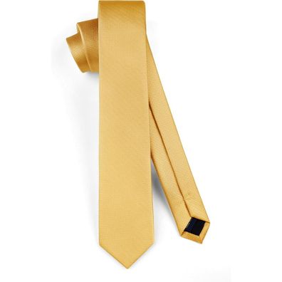 Hisdern Schmale Seidenkrawatte für Herren, klassisch, formell, 6cm, Gold-01