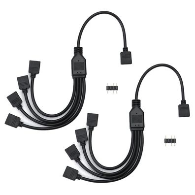 QWORK 2 Stück ARGB Splitterkabel 5V 3-Pin, 1 Buchse auf 4 Stecker, 30cm, für
