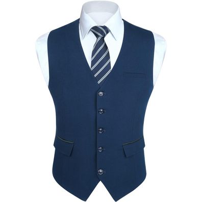 Hisdern Herren Anzugweste Elegant Klassisch Einfarbig Casual Businessweste