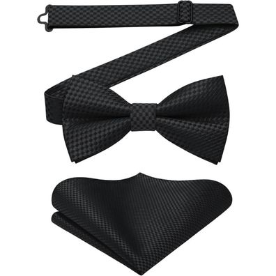 Enlision Herren Fliege mit Einstecktuch Set - Vorgebundene Schleife für Anzug