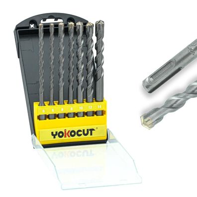 Yokocut SDS Plus Hammerbohrer Set 7tlg. 4X Schneiden, Ø 6-14mm x 160mm