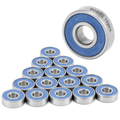 QWORK 16 Stück 608RS Kugellager ABEC 9 Doppelt Geschirmt Miniatur