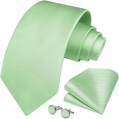 Hisdern Herren Krawatten-Set mit Einstecktuch und Manschettenknöpfen