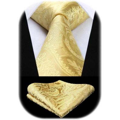 Hisdern Herren Krawatten und Einstecktuch Set - Paisley Design, verschiedene