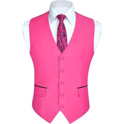 Hisdern Herren Anzugweste Elegant Klassisch Einfarbig Casual Businessweste