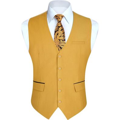 Hisdern Herren Anzugweste Elegant Klassisch Einfarbig Casual Businessweste