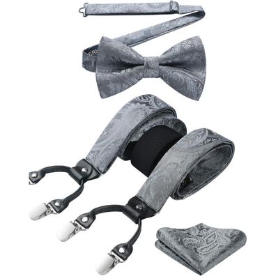 Hisdern Herren Hosenträger Set 3,5 cm Y-Form mit 6 starken Clips