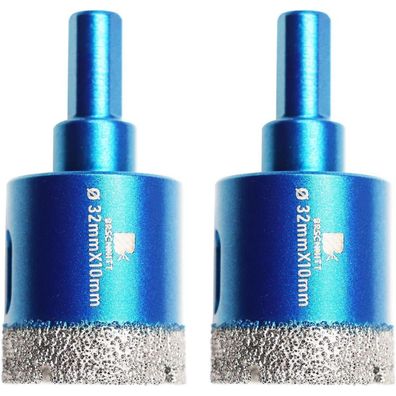 Brschnitt Diamant-Kernbohrer-Set, 32 mm, 2 Stück, Trockenbohren für harte