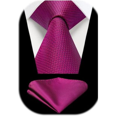 Enlision Herren Krawatte & Einstecktuch Set - Elegant und Formell in Heißem Rosa