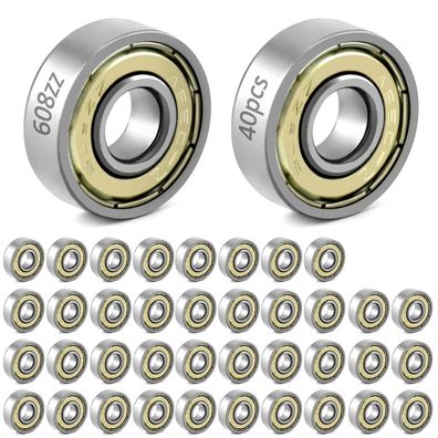 QWORK 40 Stück 608zz Kugellager, Metall Double Shielded Miniatur