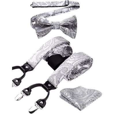 Hisdern Hosenträger Herren 3,5 cm mit 6 Clips, Y-Form, Längenverstellbar 130