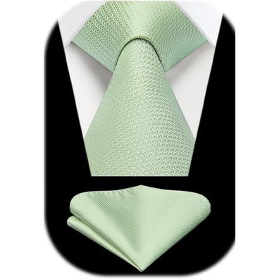 Enlision Herren Krawatte mit Einstecktuch Set - Formell Sage Grün
