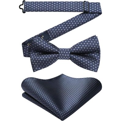 Enlision Herren Fliege mit Einstecktuch Set - Vorgebundene Schleife für Anzug